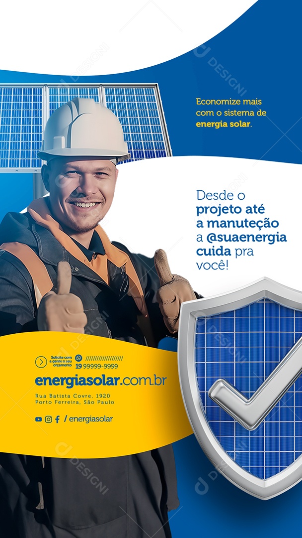 Story Desde O Projeto Até A Manutenção A Energia Solar Cuida Pra Você Social Media PSD Editável