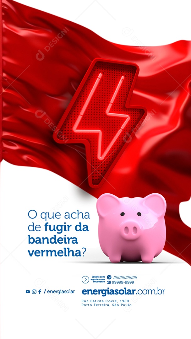 Story O Que Achar De Fugir Da Bandeira Vermelha Energia Solar Social Media PSD Editável