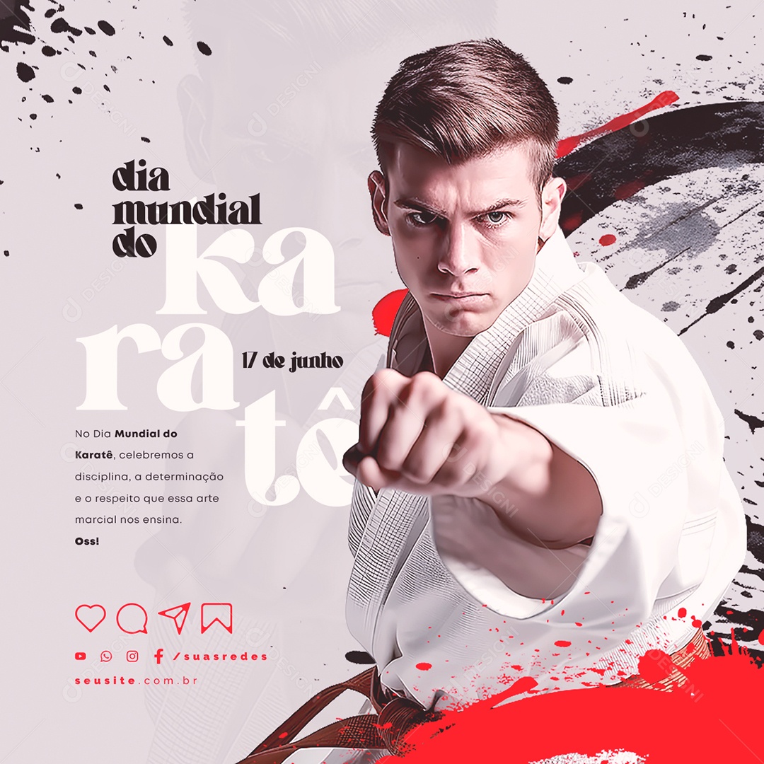Celebremos Disciplina A Determinação Dia Mundial Do Karatê Social Media PSD Editável