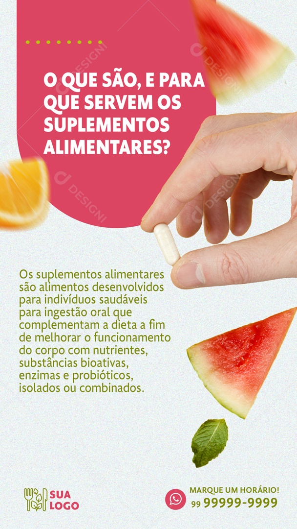 Story Para Que Serve os Suplementos Alimentares Social Media PSD Editável