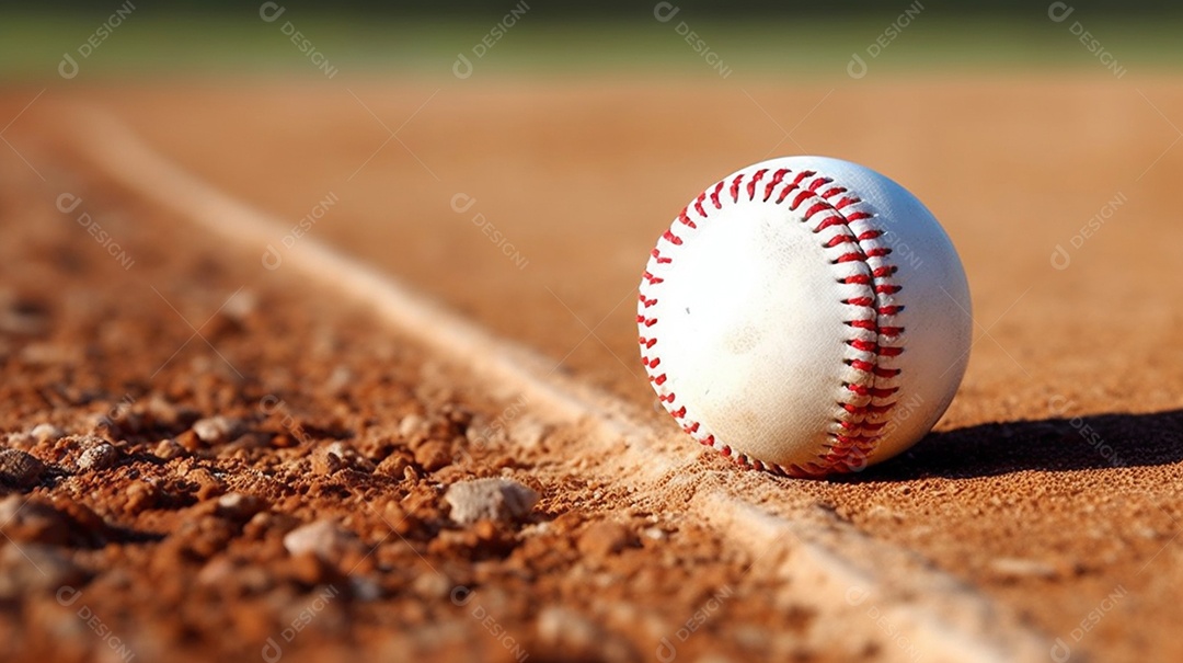 Detalhes de uma bola de beisebol