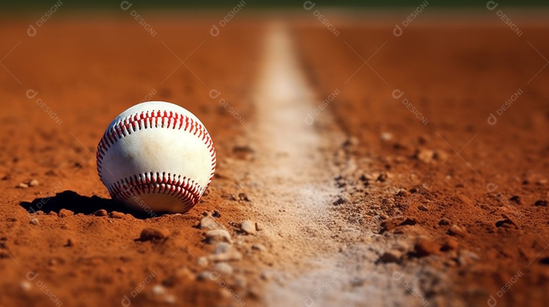 Detalhes de uma bola de beisebol