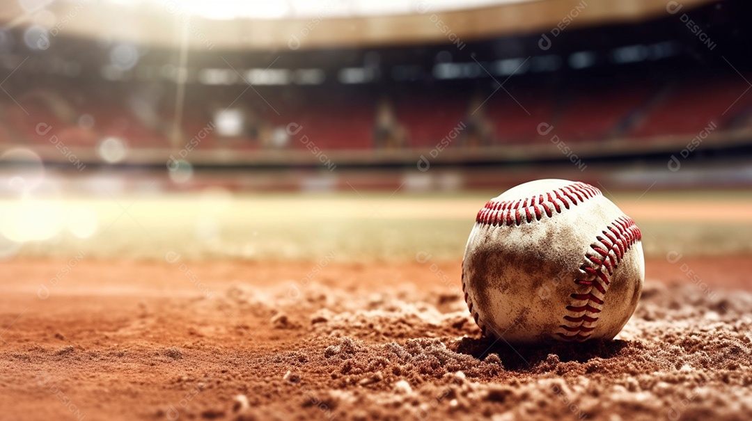 Detalhes de uma bola de beisebol