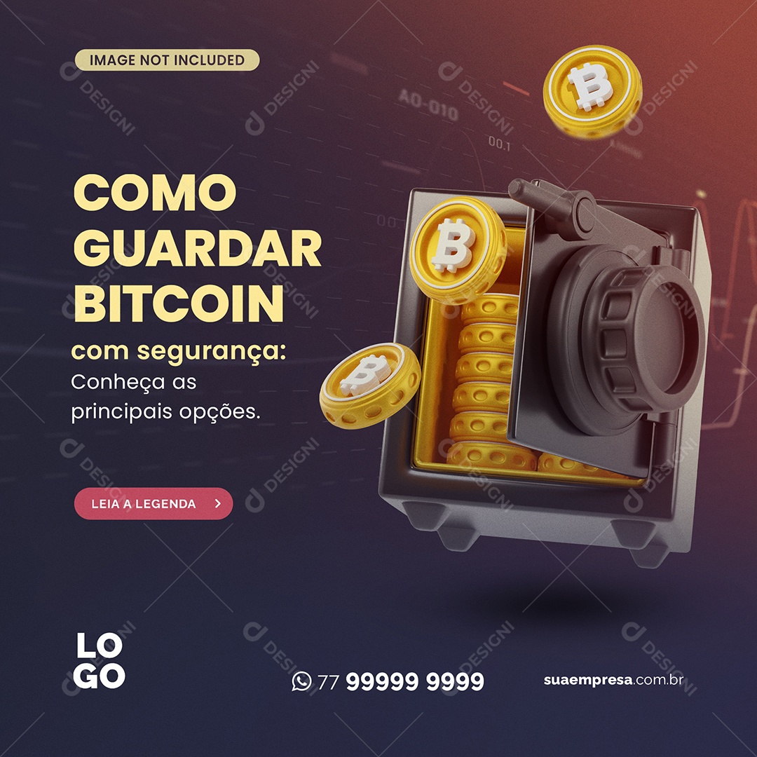 Como guardar Bitcoin Com Segurança Social Media PSD Editável