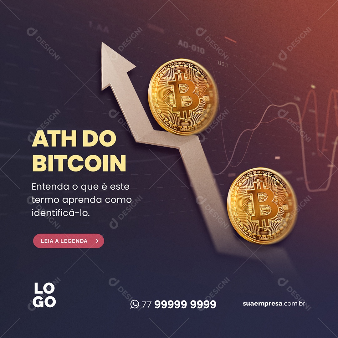 ATH do Bitcoin Entenda o Que e Este Termo Social Media PSD Editável