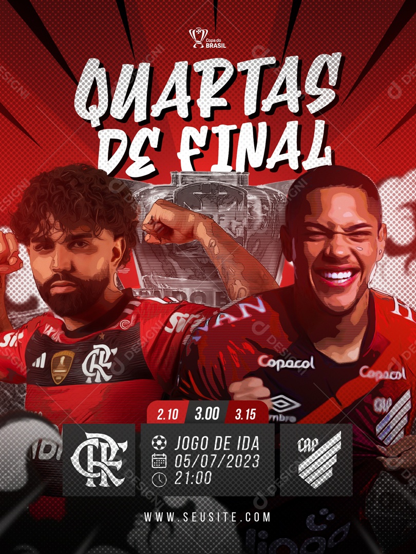 Flyer Quartas de Finais Jogos Flamengo Social Media PSD Editável