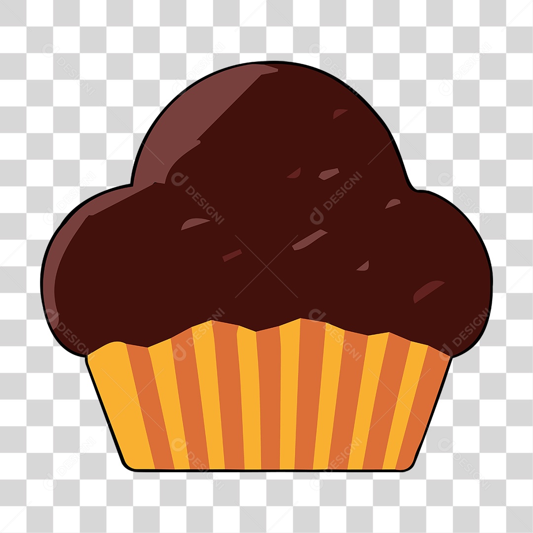 Elemento 3D Chocolate Cupcake Doce Para Composição PNG Transparente