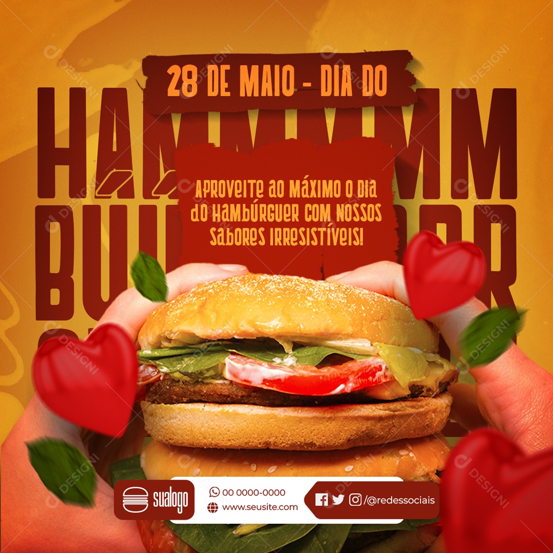 28 de Maio Dia do Hamburguer Social Media PSD Editável