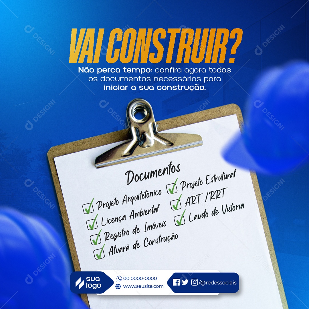 Vai Construir Não Perca Tempo Social Media PSD Editável