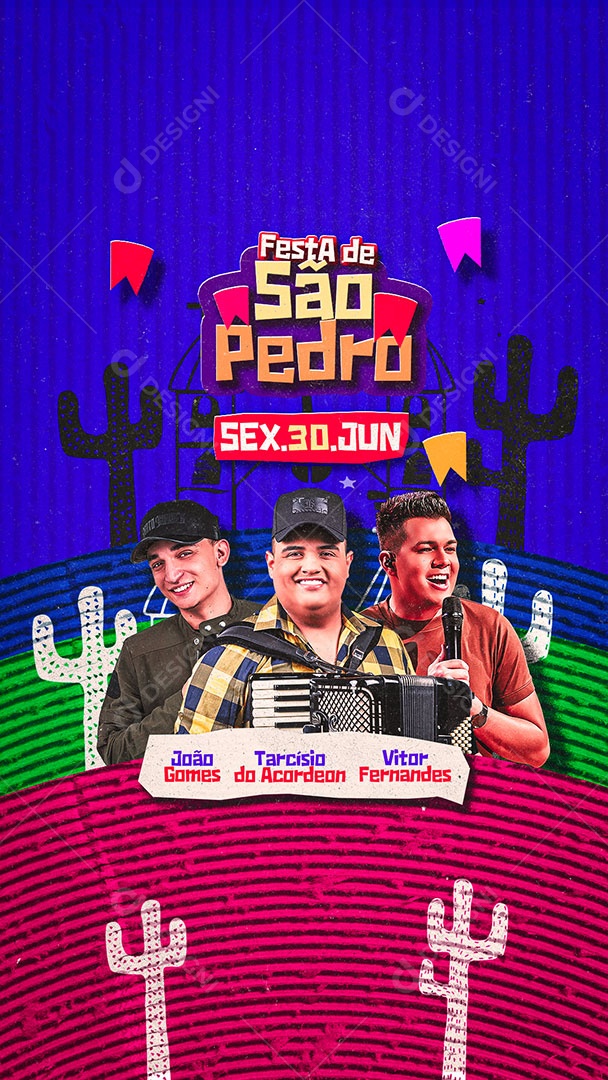 Post Story Festa de São Pedro 30 De junho Social Media PSD Editável