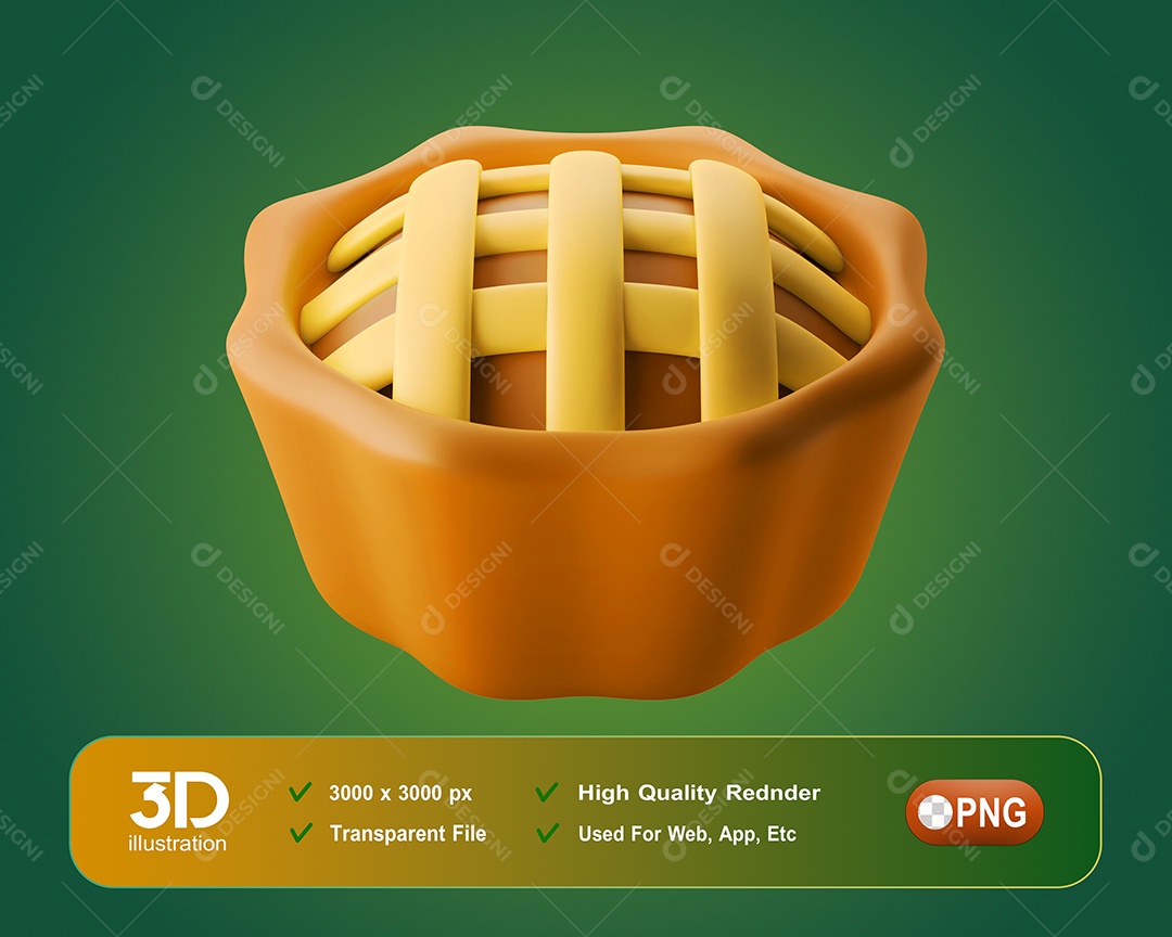 Torta Amarela Elemento 3D Para Composição PSD