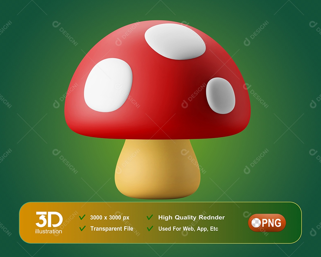 Elemento 3D Cogumelo Para Composição PSD
