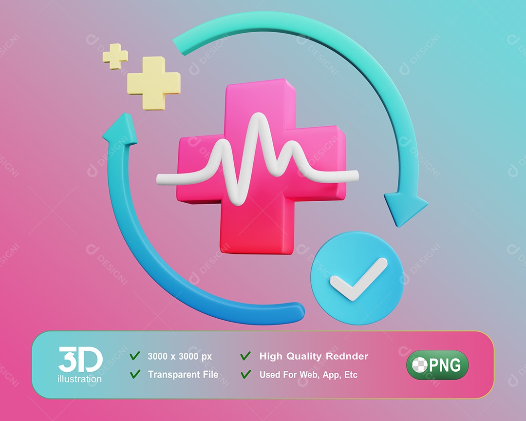 Elemento 3D Saúde Para Composição PSD