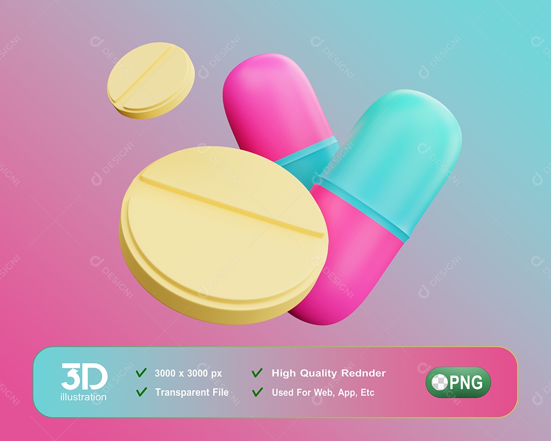 Elemento 3D Remédios Para Composição PSD