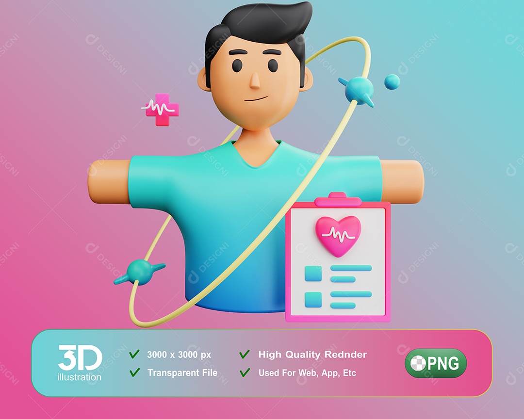 Personagem 3D Paciente Hospitalar Para Composição PSD