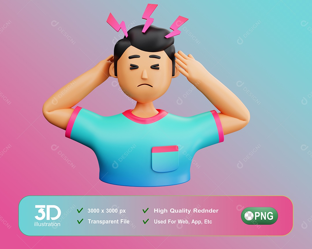 Personagem 3D Garoto Nervoso Para Composição PSD
