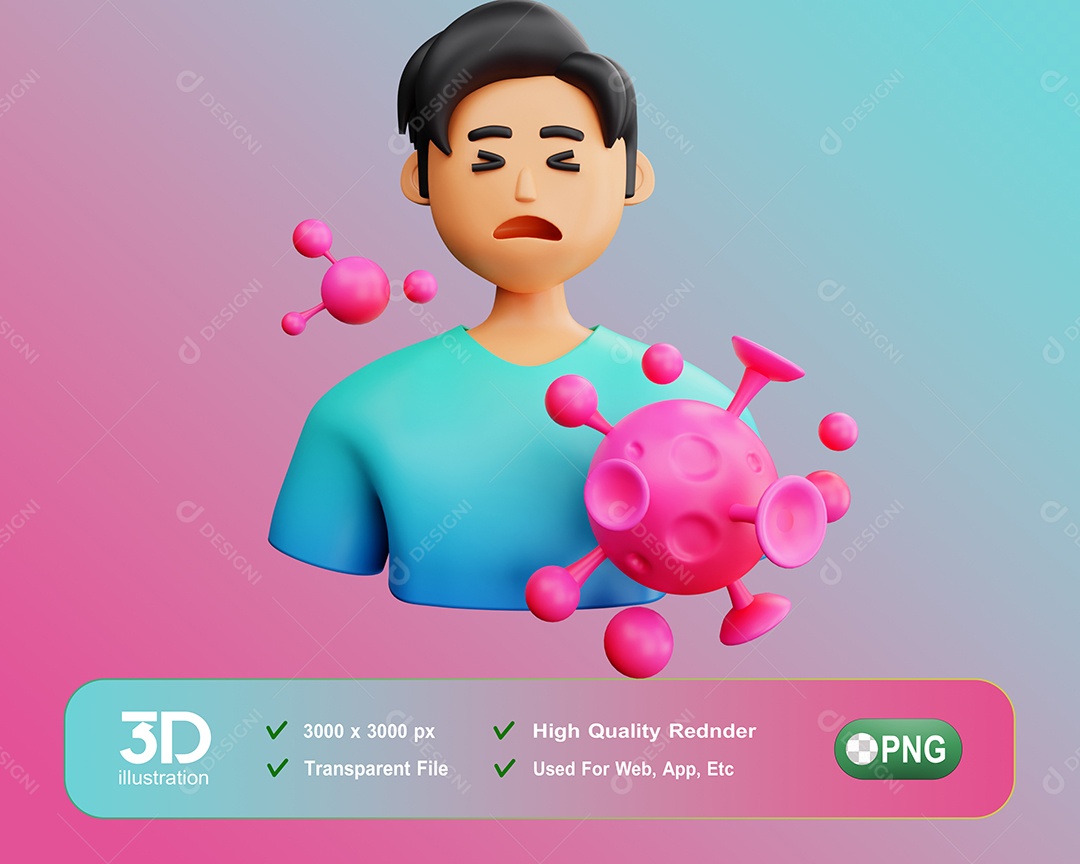 Personagem 3D Paciente Com Vírus Para Composição PSD