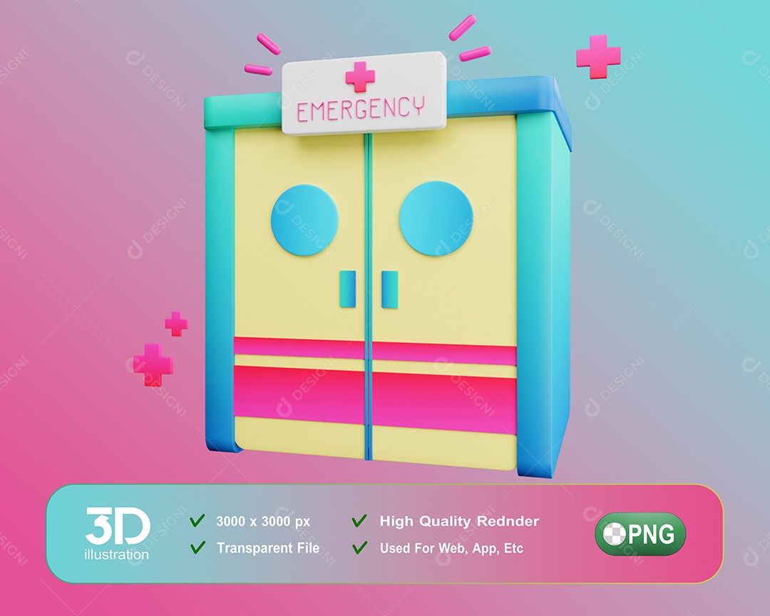 Elemento 3D Porta De Emergência Para Composição PSD