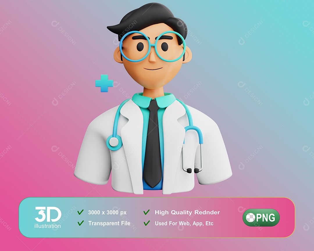 Personagem 3D Médico Para Composição PSD