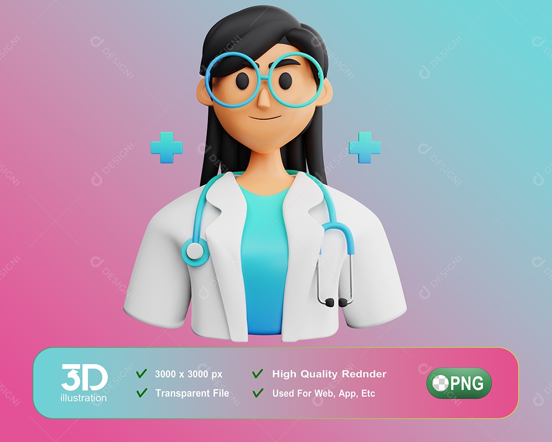 Personagem 3D Enfermeira Para Composição PSD