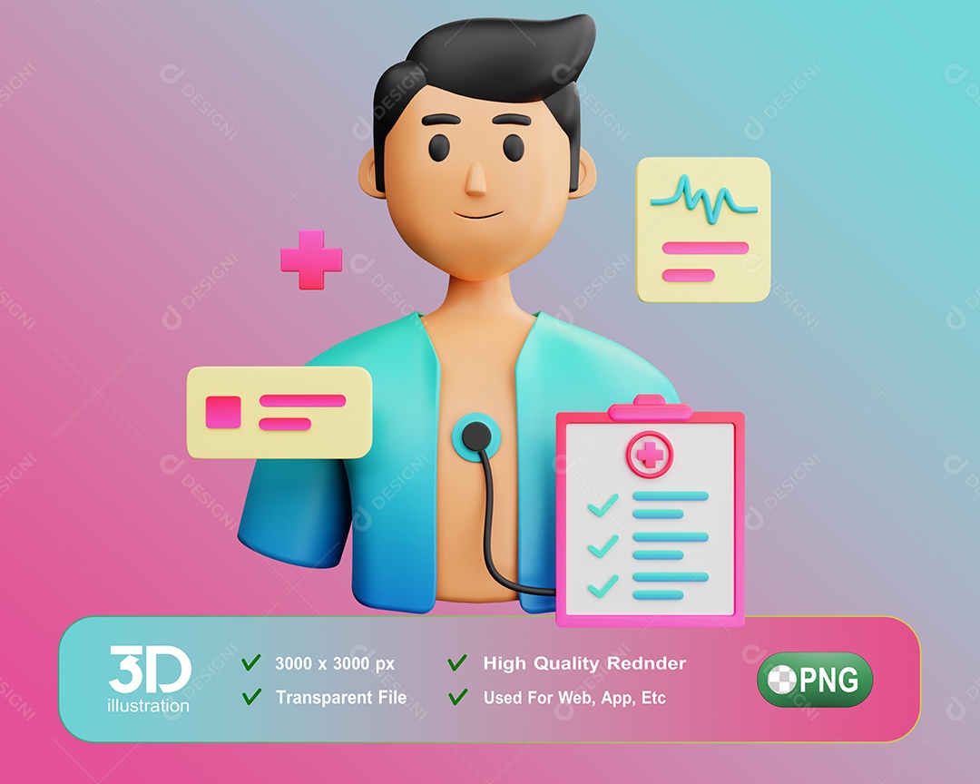 Personagem 3D Paciente De Hospital Para Composição PSD