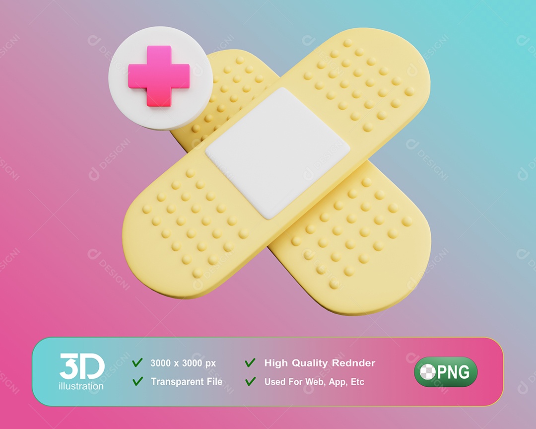 Elemento 3D Band-Aid Para Composição PSD