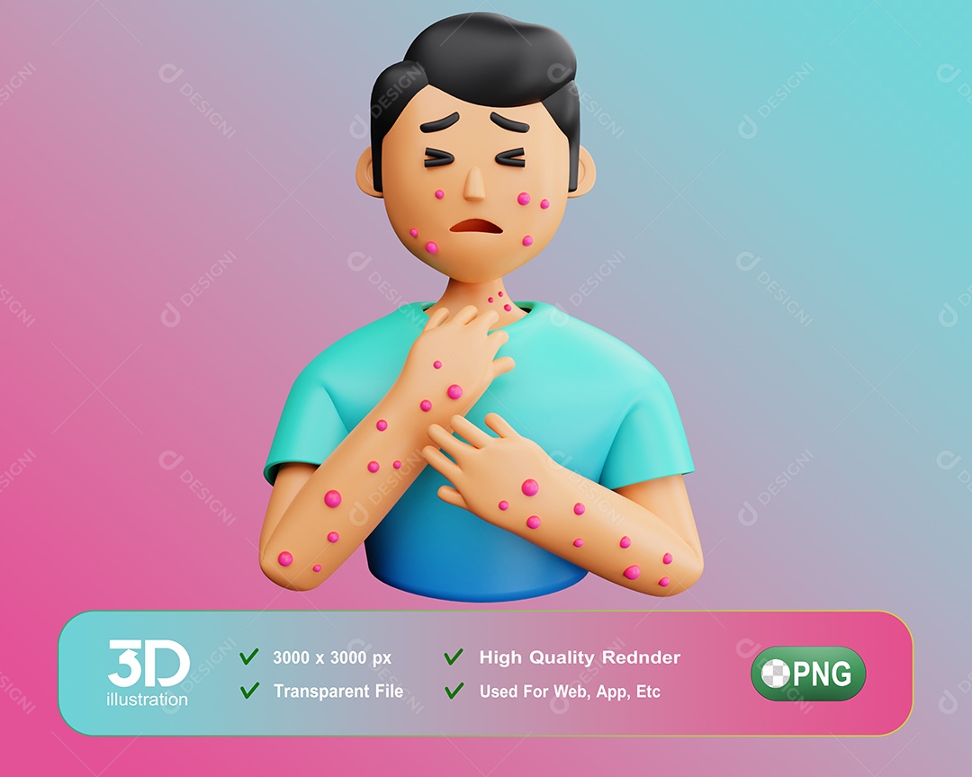 Personagem 3D Com Alergia Para Composição PSD