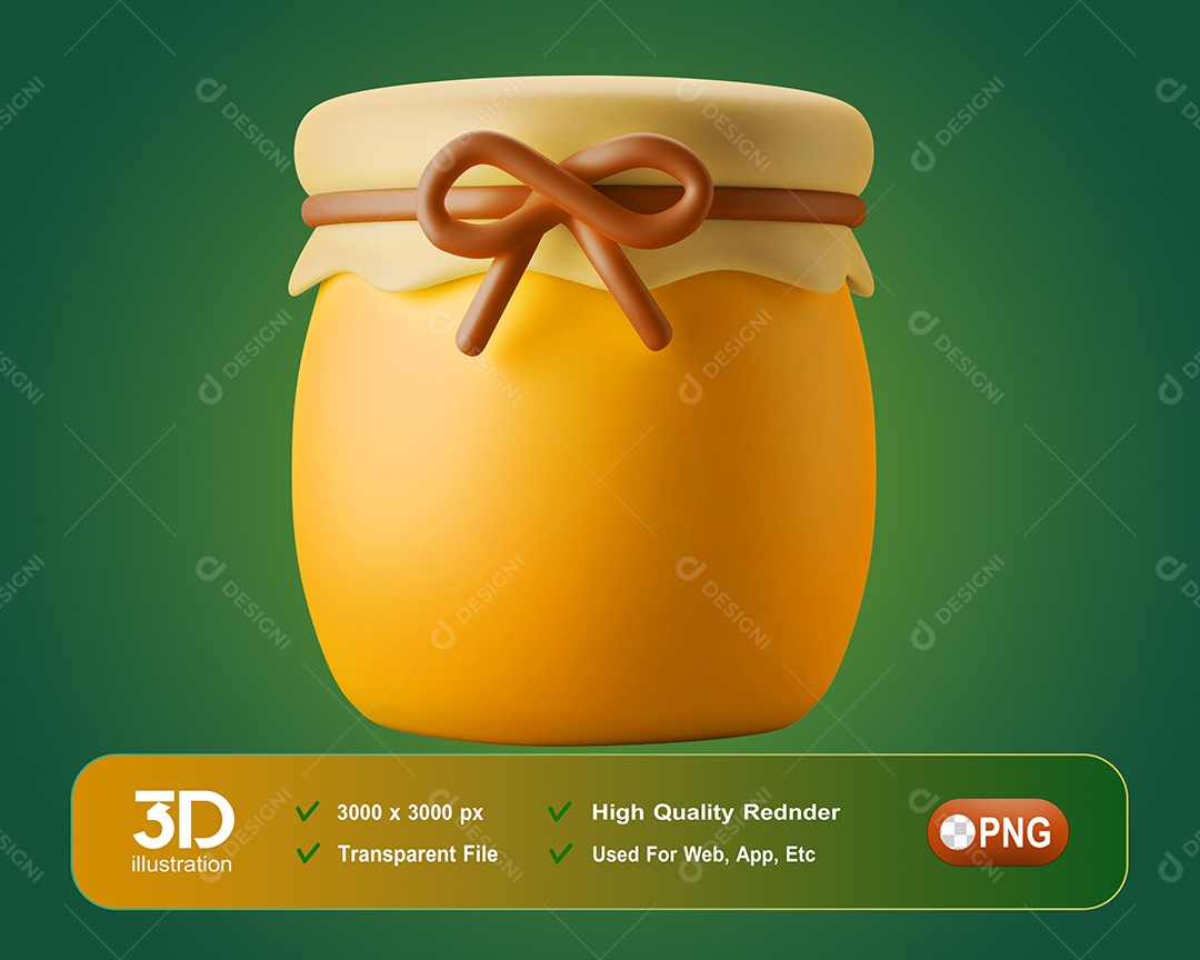 Elemento 3D Pote De Mel Para Composição PSD