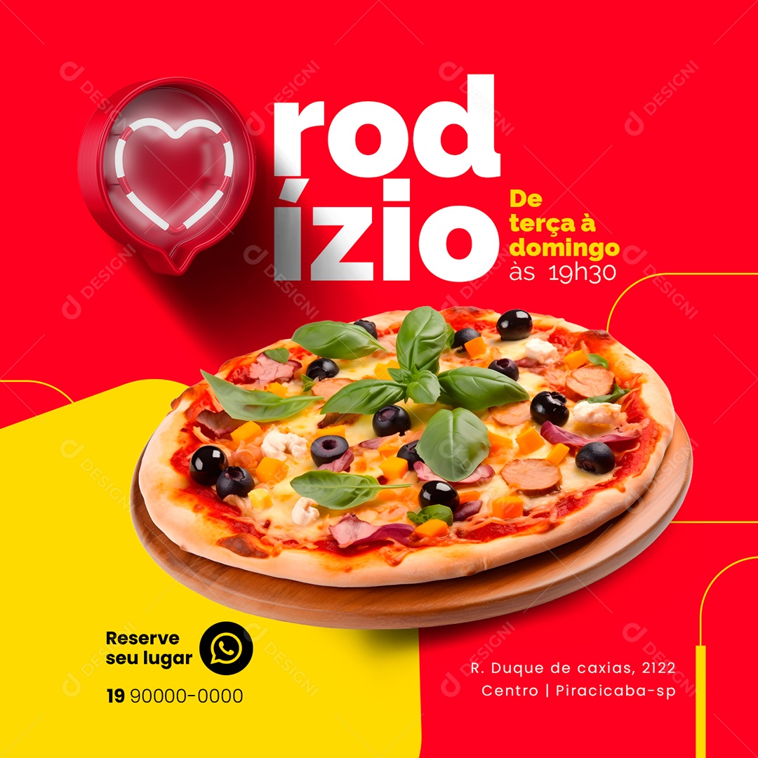 Rodízio De Terça é Domingo Às 19h30 Pizzaria Social Media PSD Editável