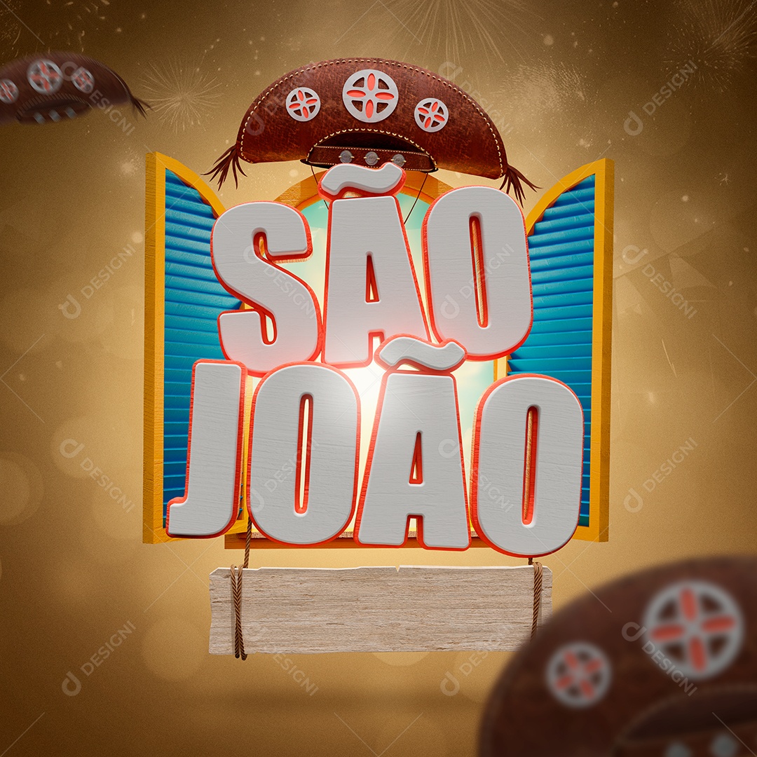 Selo 3D São João Para Composição PSD
