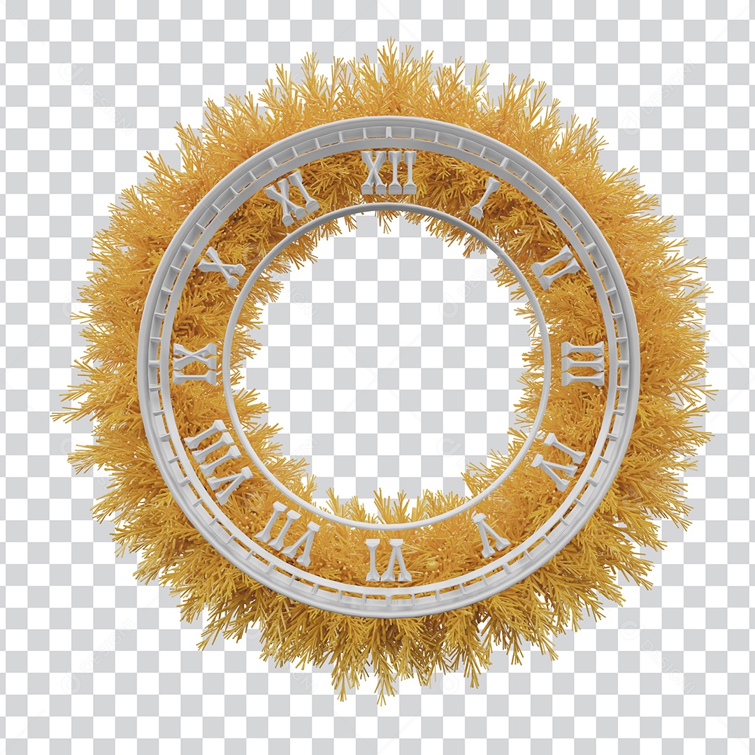 Relógio Ano Novo Elemento 3D Para Composição PSD