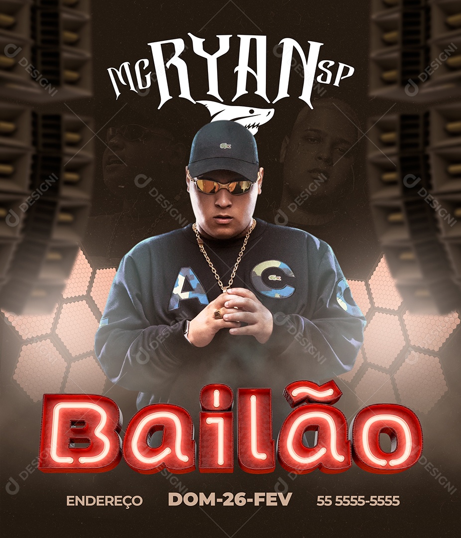 Post Bailão Designi Mc Ryan SP Social Media PSD Editável