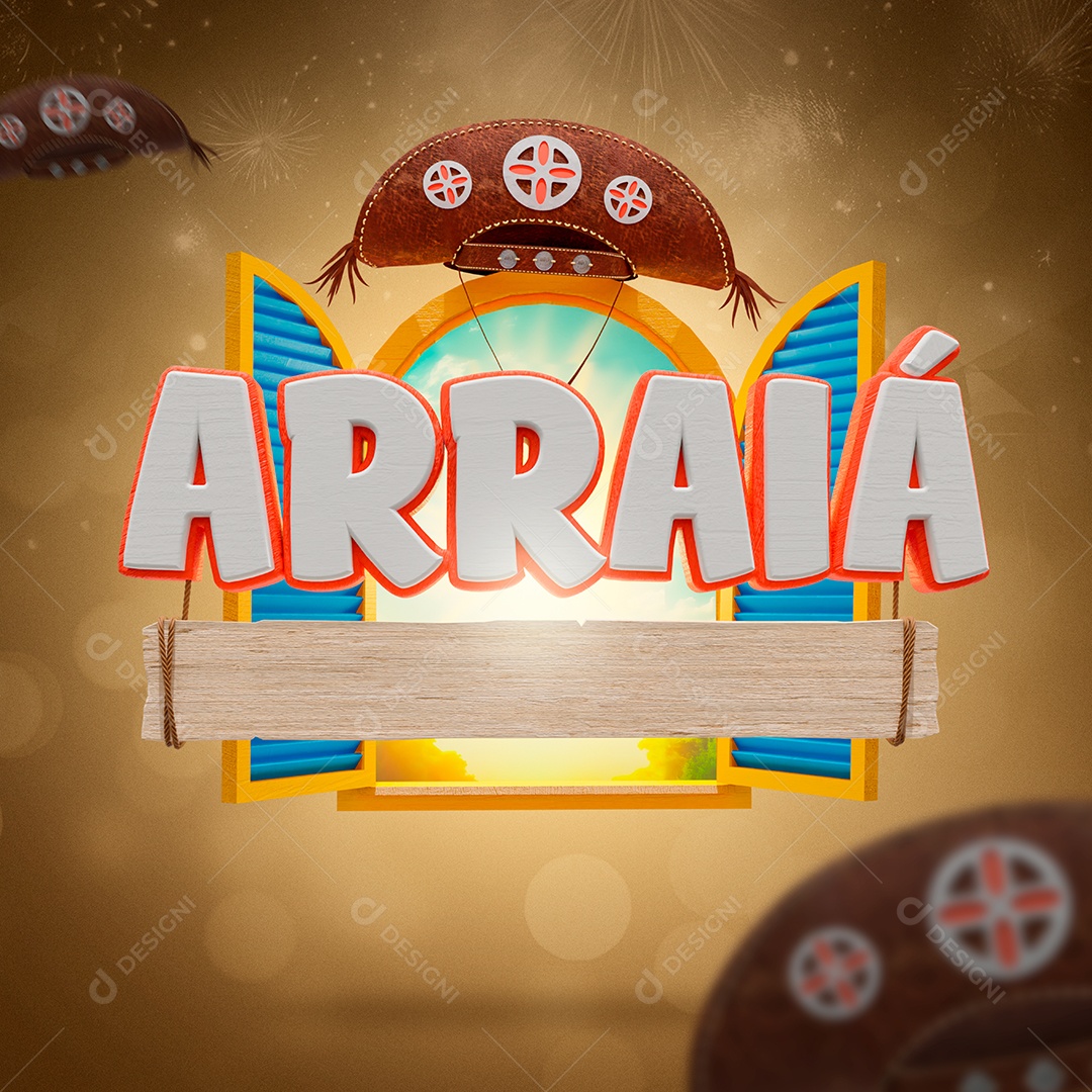 Selo 3D Arraiá de São João Para Composição PSD