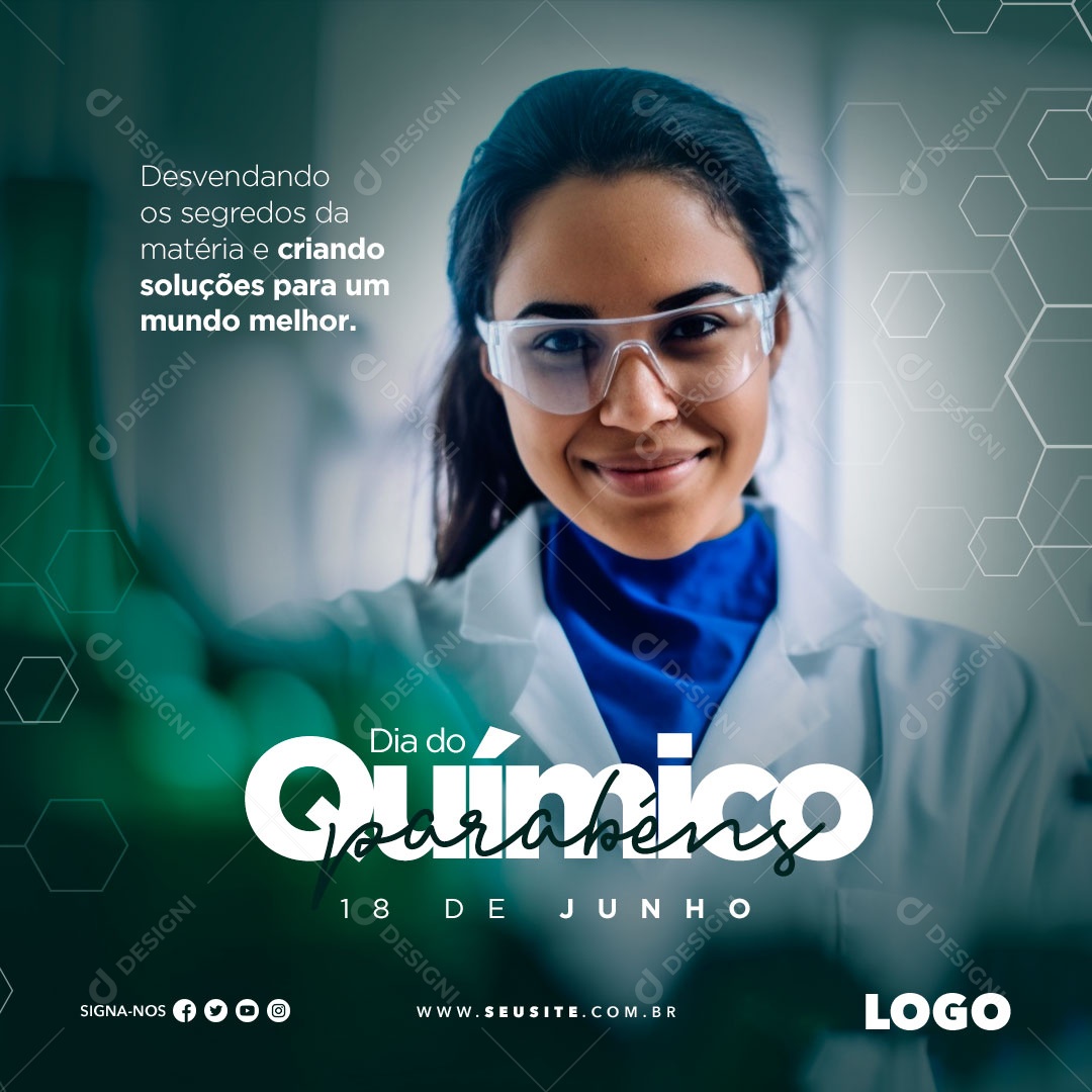 Dia Do Químico 18 De Junho Soluções Para Um Mundo Melhor Social Media PSD Editável