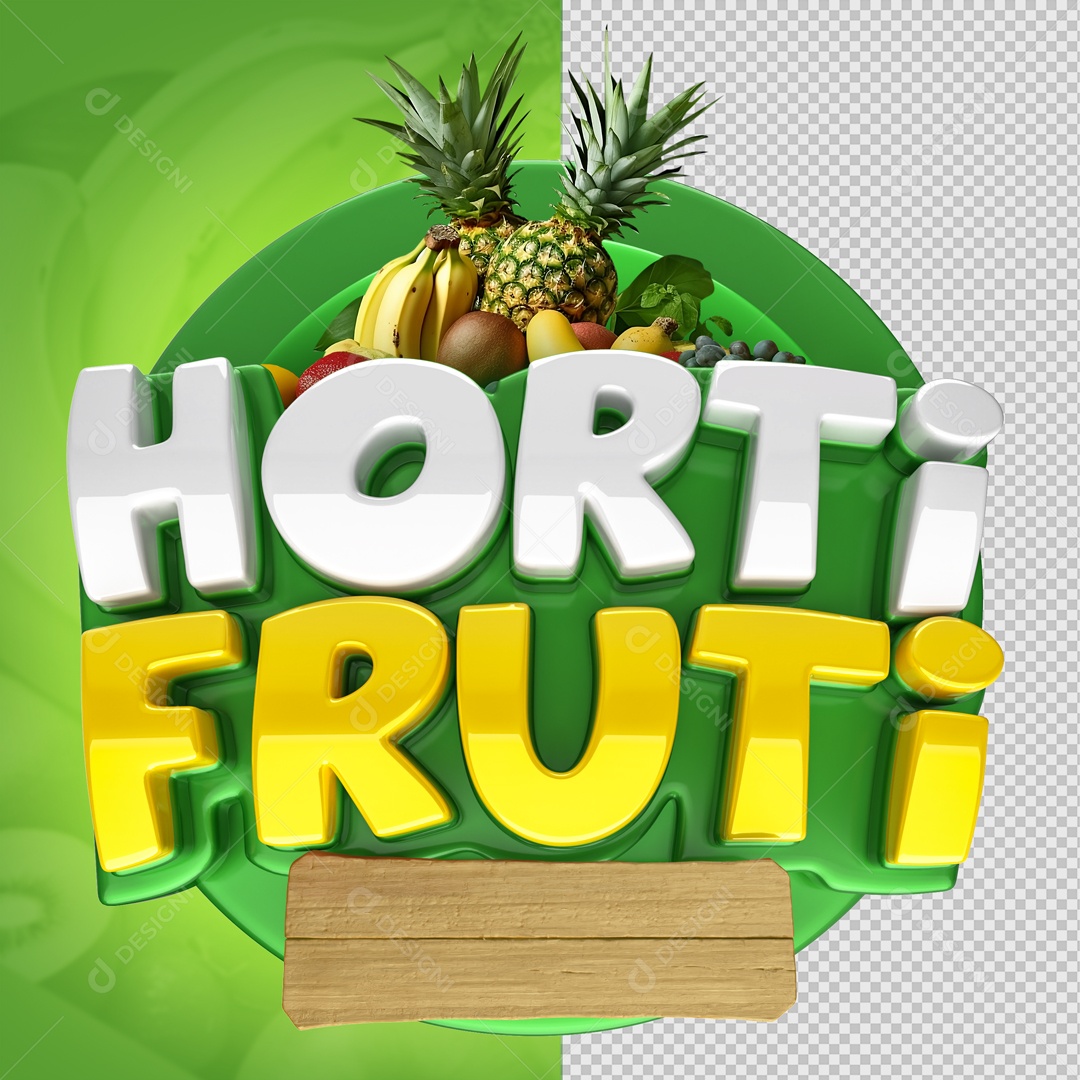 Selo 3D Horti Fruti Para Composição PSD