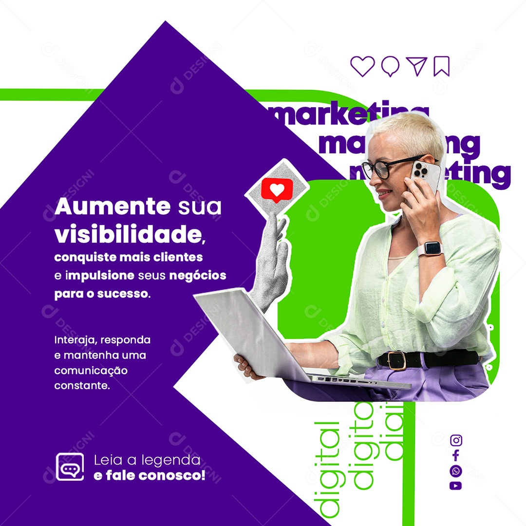 Aumente Sua Visibilidade Marketing Digital Social Media PSD Editável