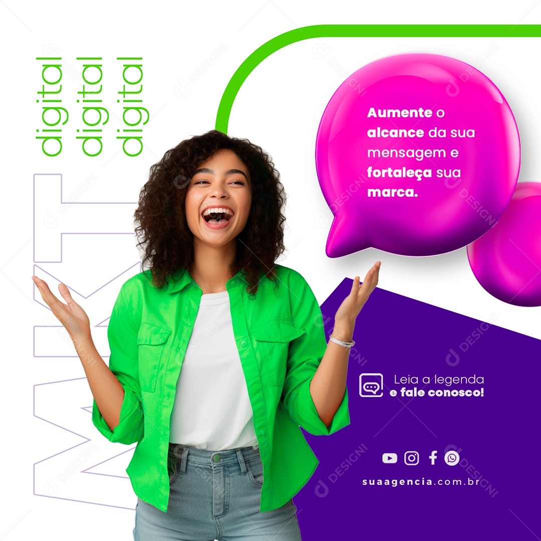 Aumente O Alcance Da Sua Mensagem E Fortaleça Sua Marca Marketing Digital Social Media PSD Editável