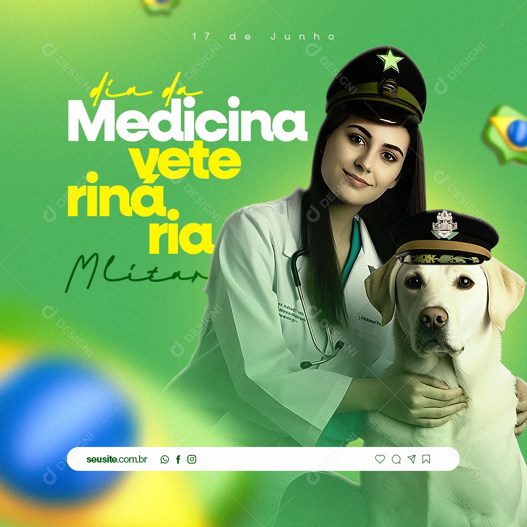 Dia Da Medicina Veterinária Militar 17 De Junho Social Media PSD Editável