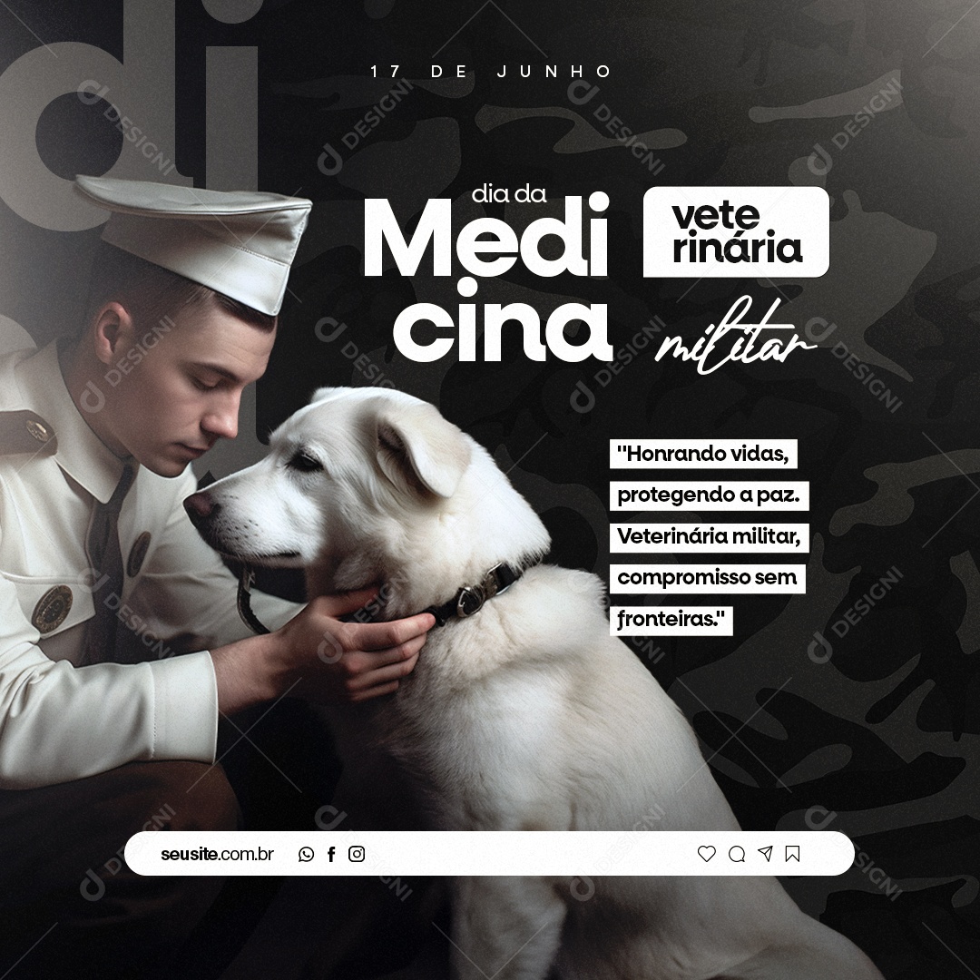 Honrando Vidas Protegendo A Paz Dia Da Medicina Veterinária Militar Social Media PSD Editável