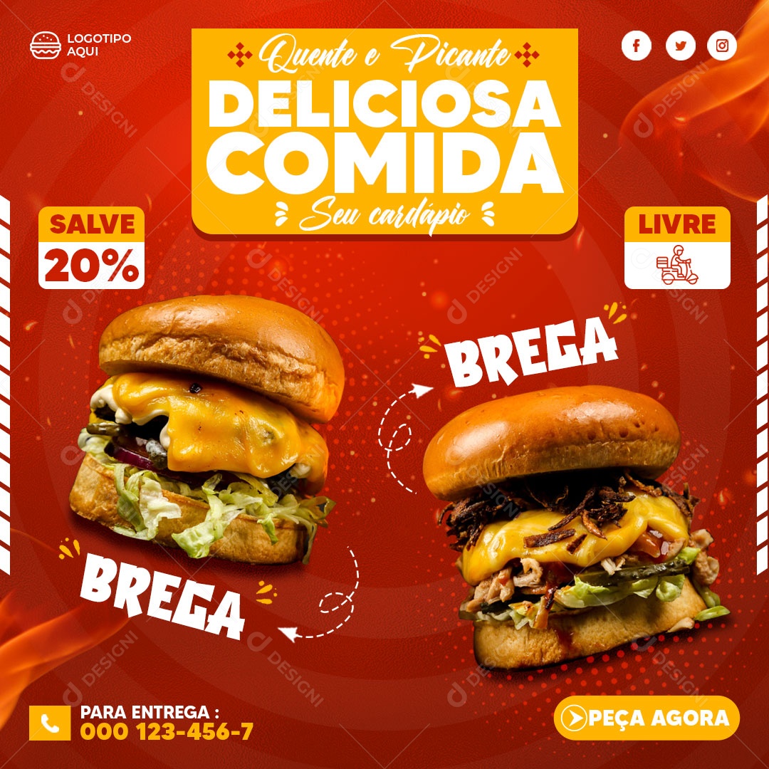 Deliciosa Comida Social Media PSD Editável