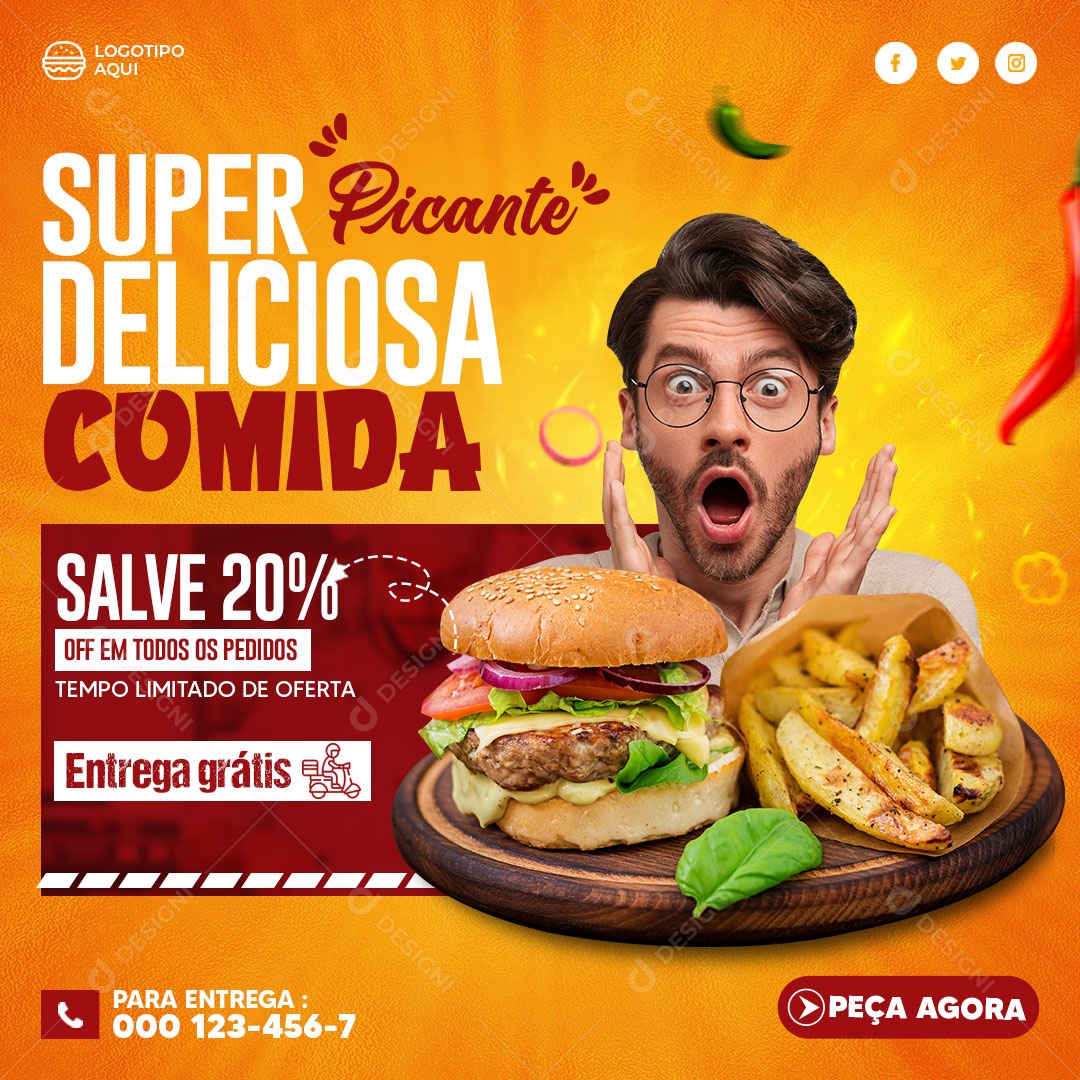Super Deliciosa Comida Social Media PSD Editável