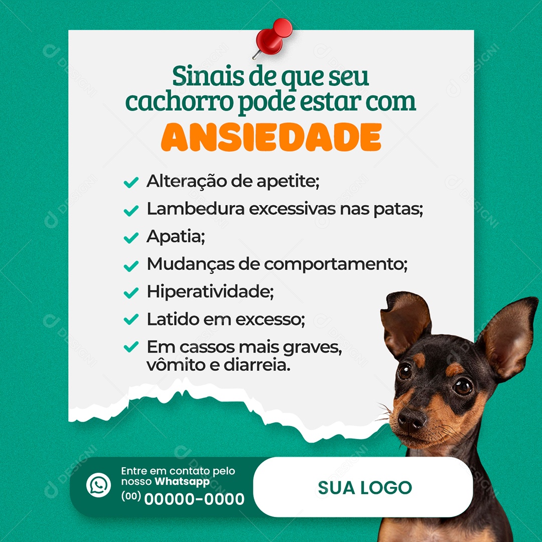 Clínica Veterinária Ansiedade Em Cachorros Social Media PSD Editável