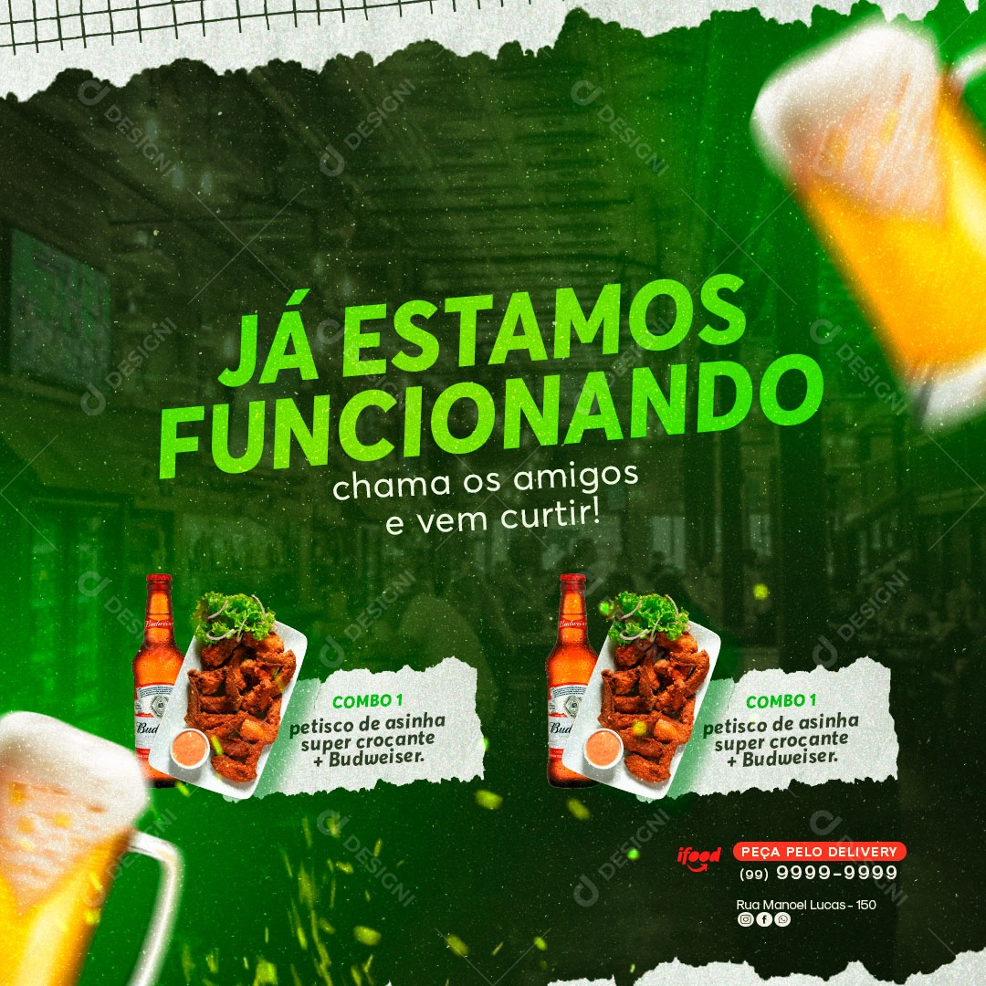 Já Estamos Funcionando Social Media PSD Editável