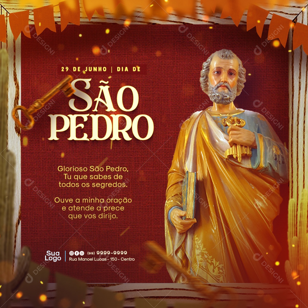 Dia De São Pedro 29 De Junho Prece Que Vos Dirijo Social Media PSD Editável