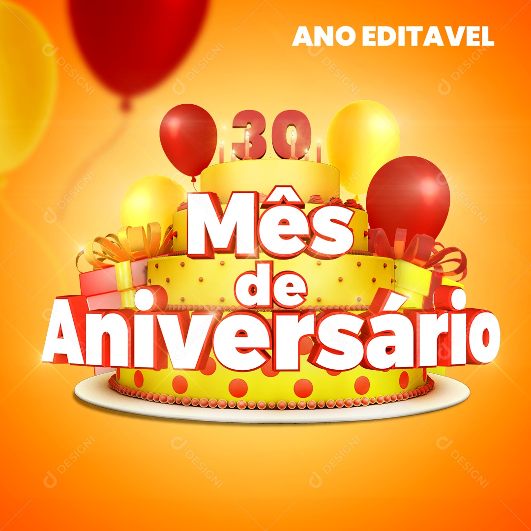 Mês de Aniversário Social Media PSD Editável