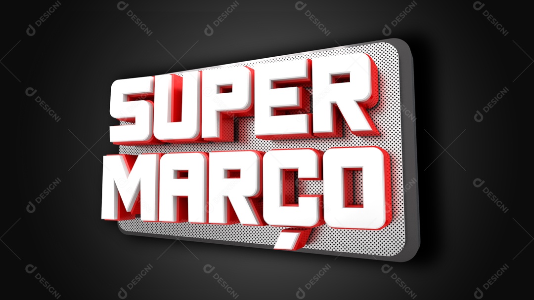 Elemento 3D Super Março Para Composição PSD