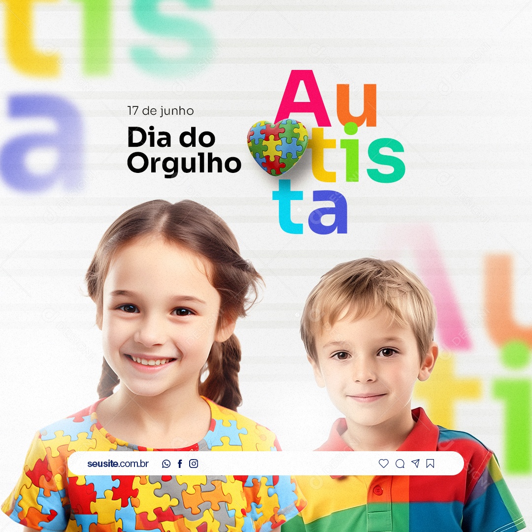 Dia Do Orgulho Autista 17 De Junho Social Media PSD Editável