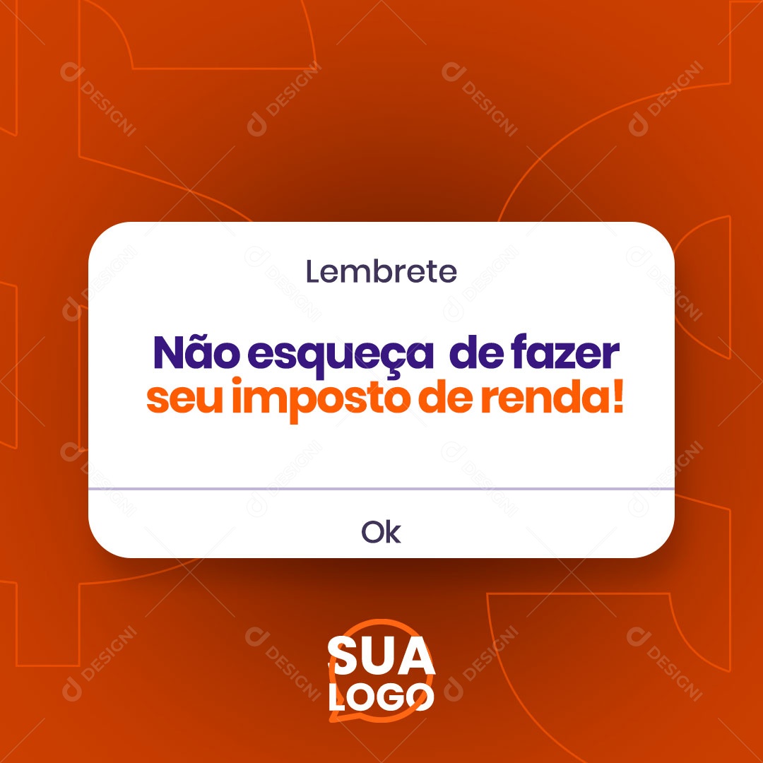 Box Lembrete Imposto de Renda Contabilidade Social Media PSD Editável