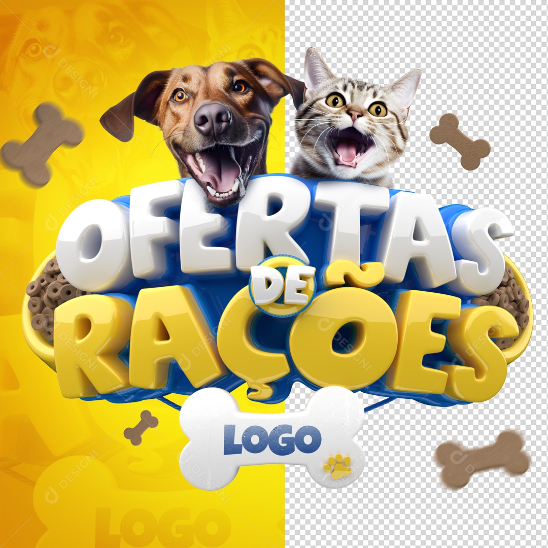 Ofertas de Rações Selo 3D Para Composição PSD