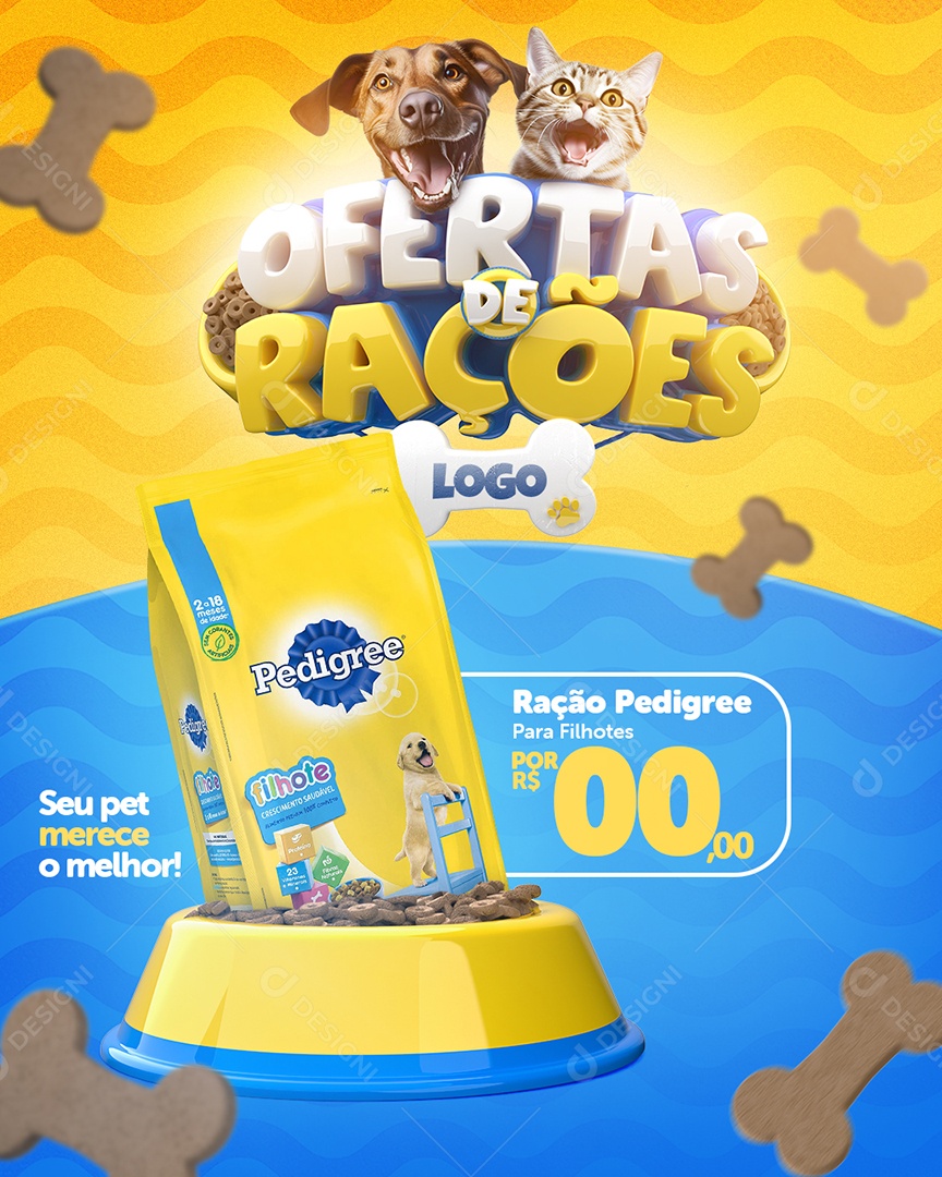 Ofertas de Rações Seu Pet Merece o Melhor Social Media PSD Editável